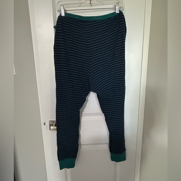 Women’s Navy and Teal Thermal Stripe Pajamas Jogger Legging - Picture 4 of 4
